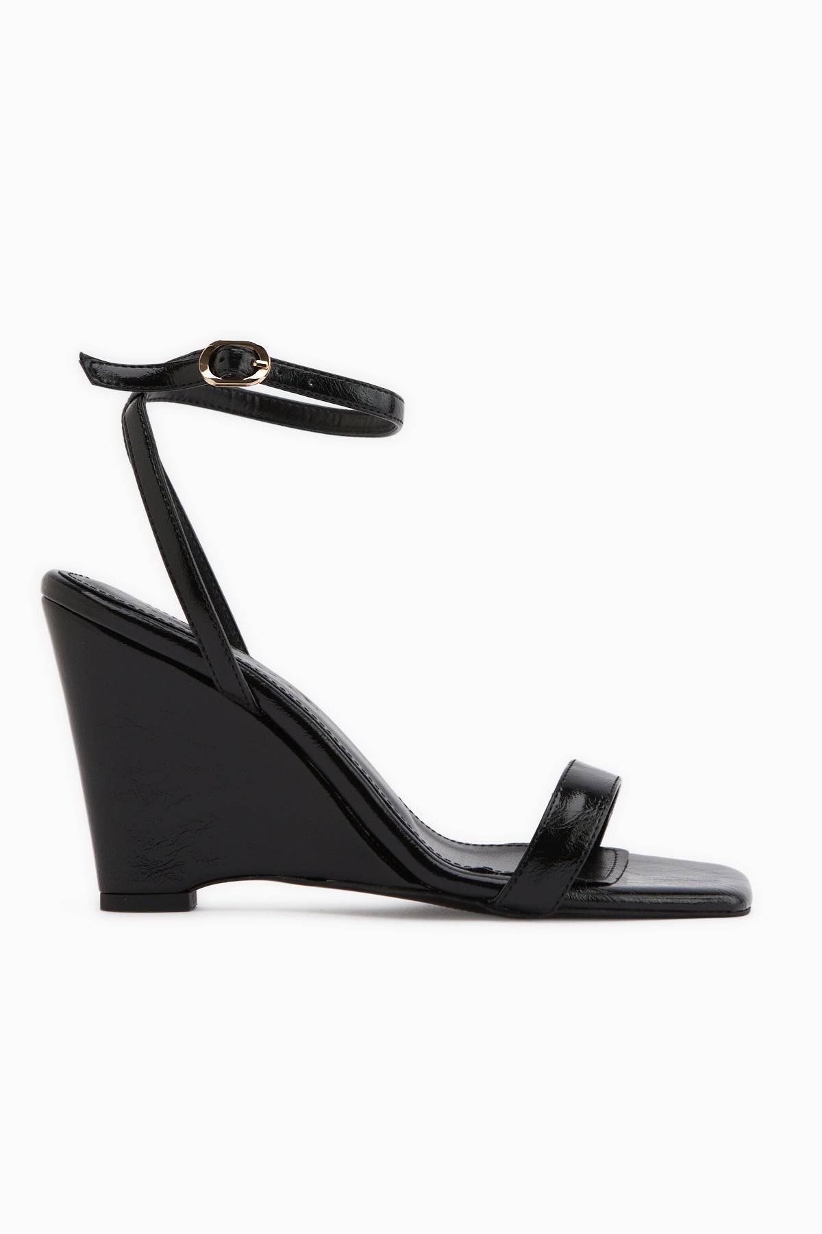 Novah Siyah Bilekten Bağlamalı Kadın Dolgu Topuklu Sandalet