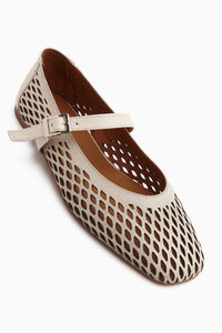 Randy Hakiki Deri Krem Bantlı Kadın Babet