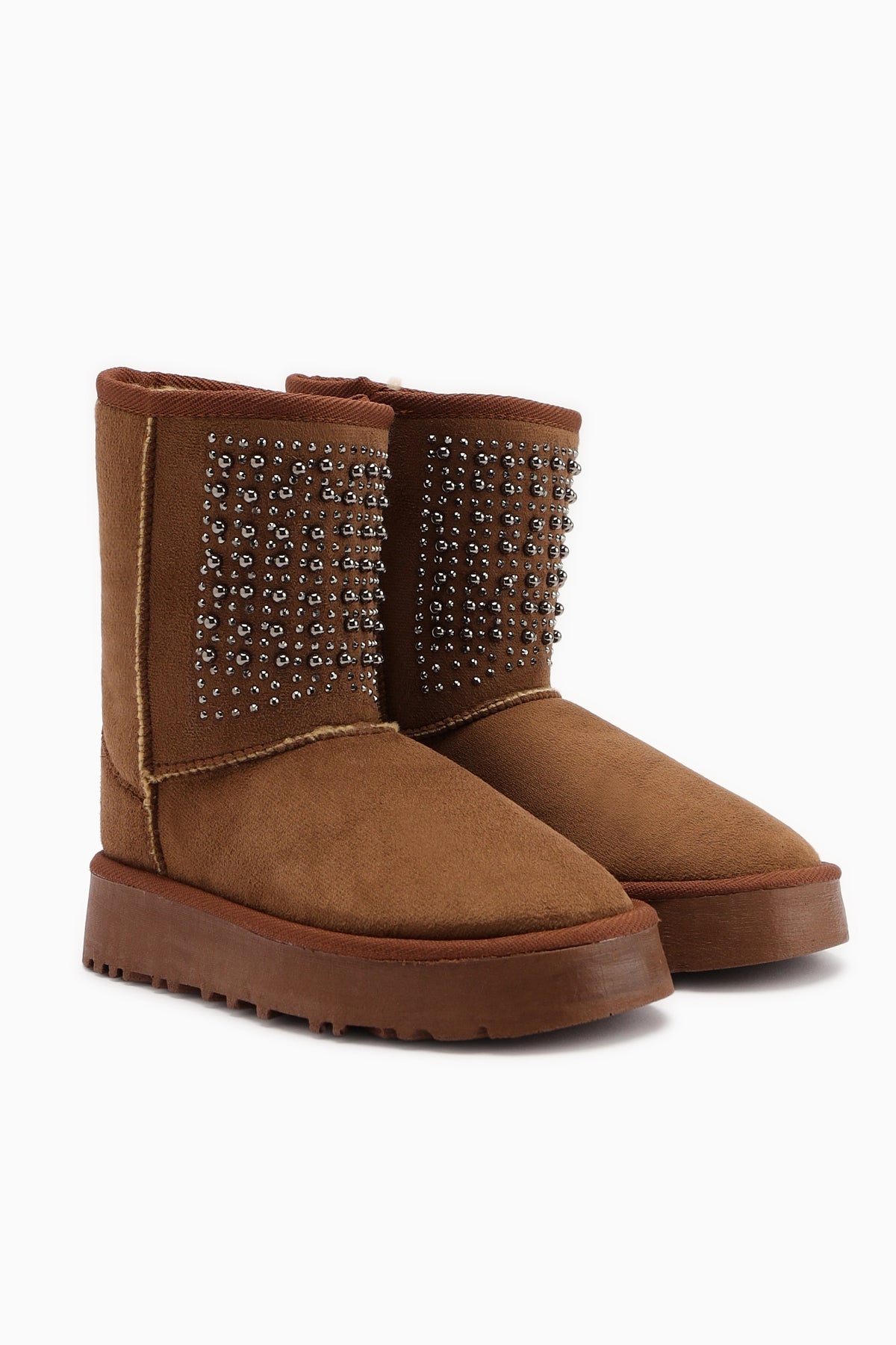 Anna-Li Taba Süet İçi Kürklü Boncuk Detaylı Çekme Bot