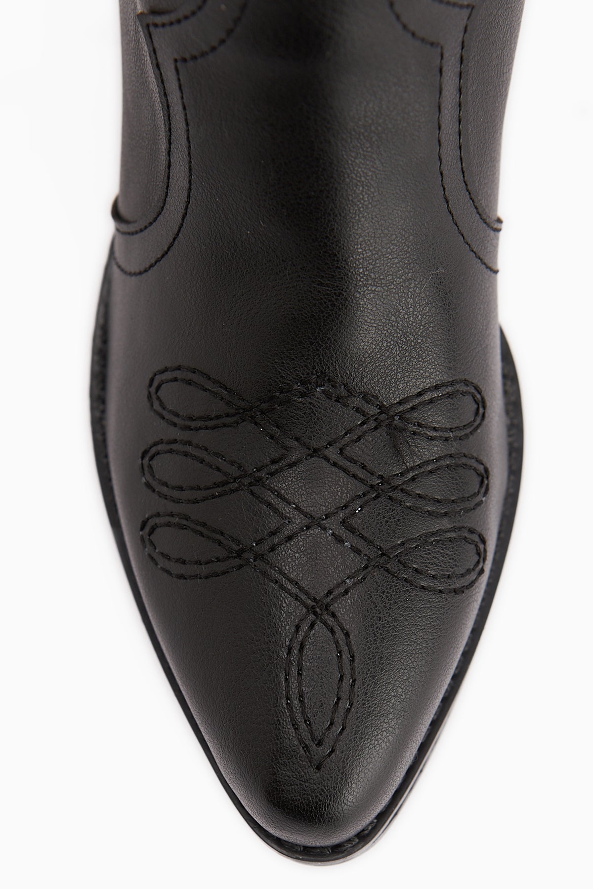 Florida Siyah Nakış Detaylı Sivri Burunlu Western Çizme