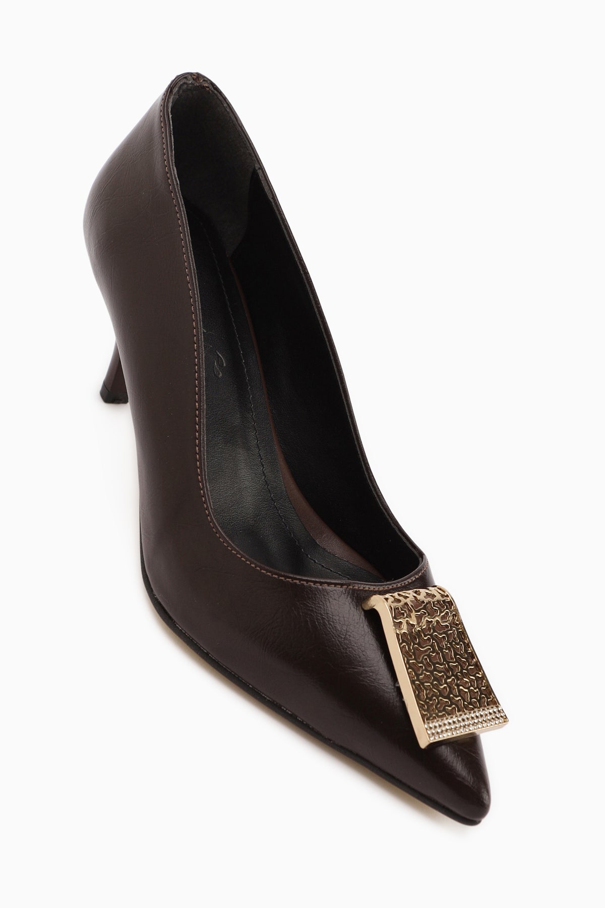 Lian Kahve Tokalı Stiletto Kadın Topuklu Ayakkabı