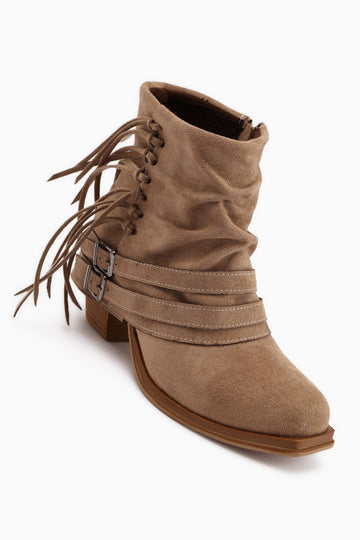 Elis Vizon Süet Tokalı Kadın Kovboy Western Bot