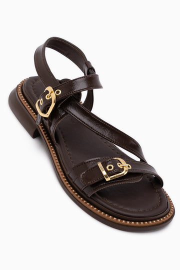 Maggy Kahve Çapraz Bantlı Kadın Sandalet