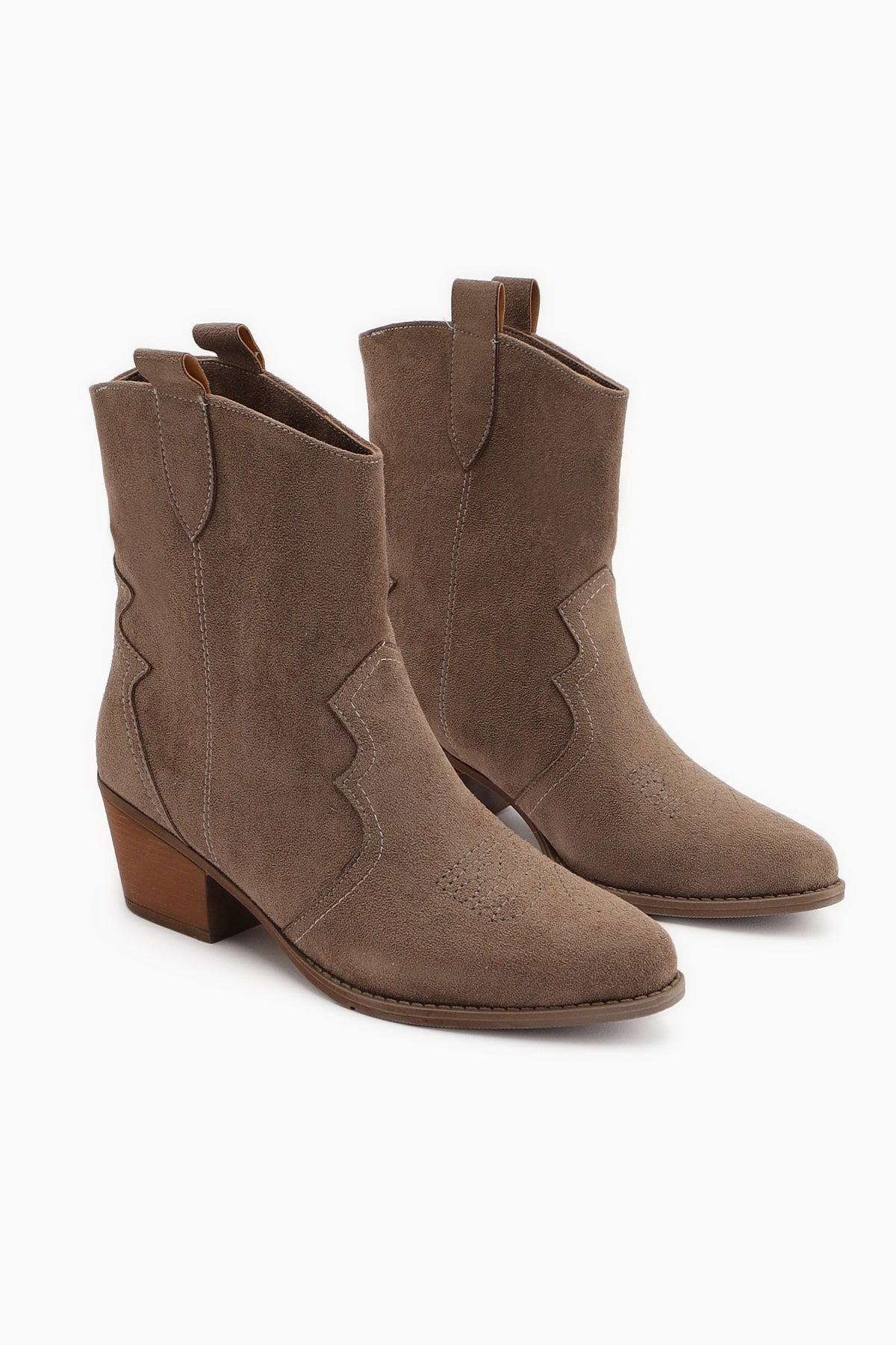 Joo Vizon Süet Sivri Burunlu Nakışlı Western Bot