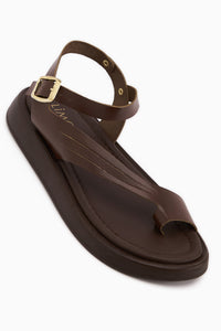 Annia Hakiki Deri Kahve Parmak Arası Kadın Sandalet
