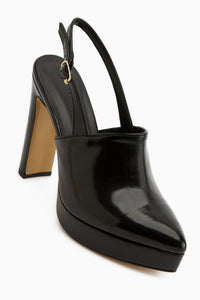 Marlen Siyah Sivri Burunlu Slingback Platform Topuklu Kadın Ayakkabı