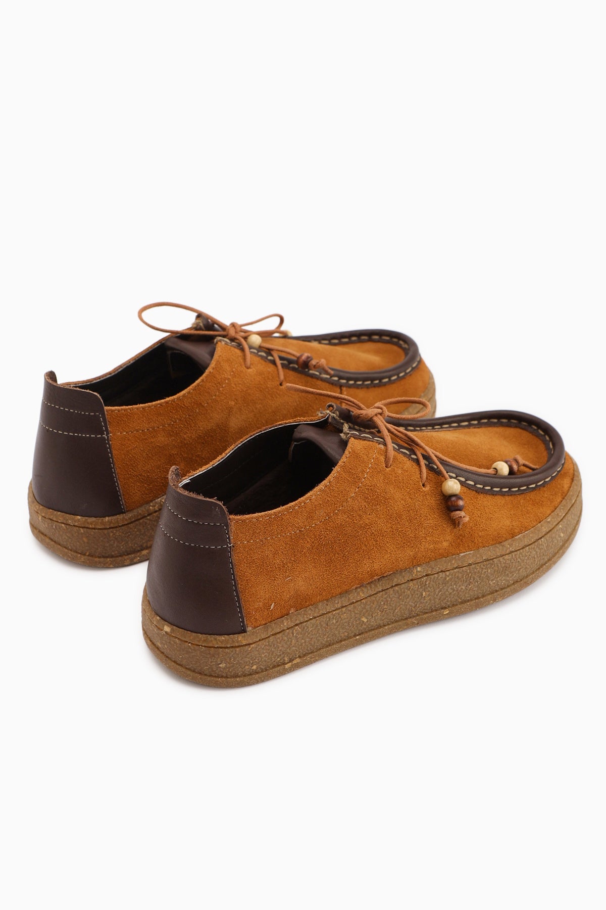 Polin Hakiki Deri Taba Süet Bağcıklı Günlük Loafer Ayakkabı