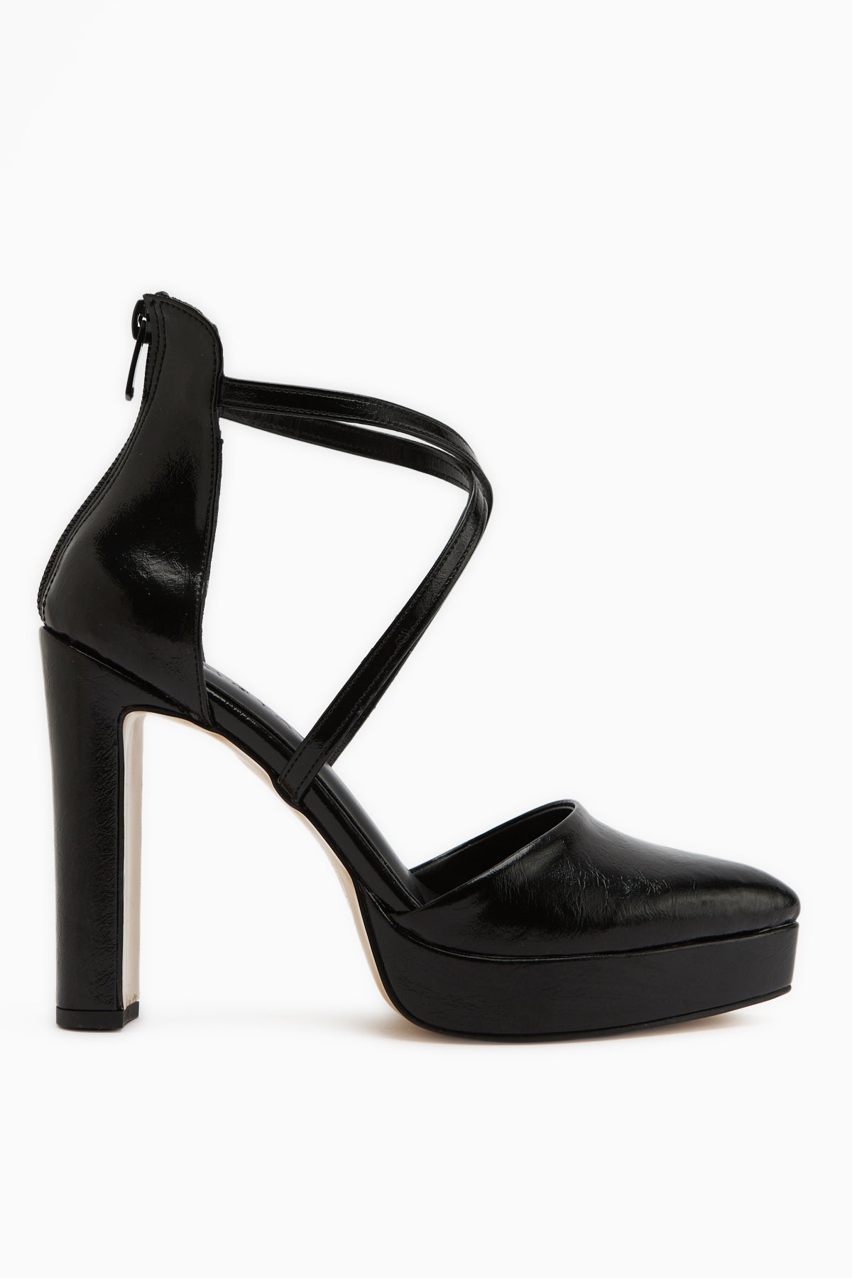 Naomi Siyah Kemerli Platform Topuklu Kadın Ayakkabı
