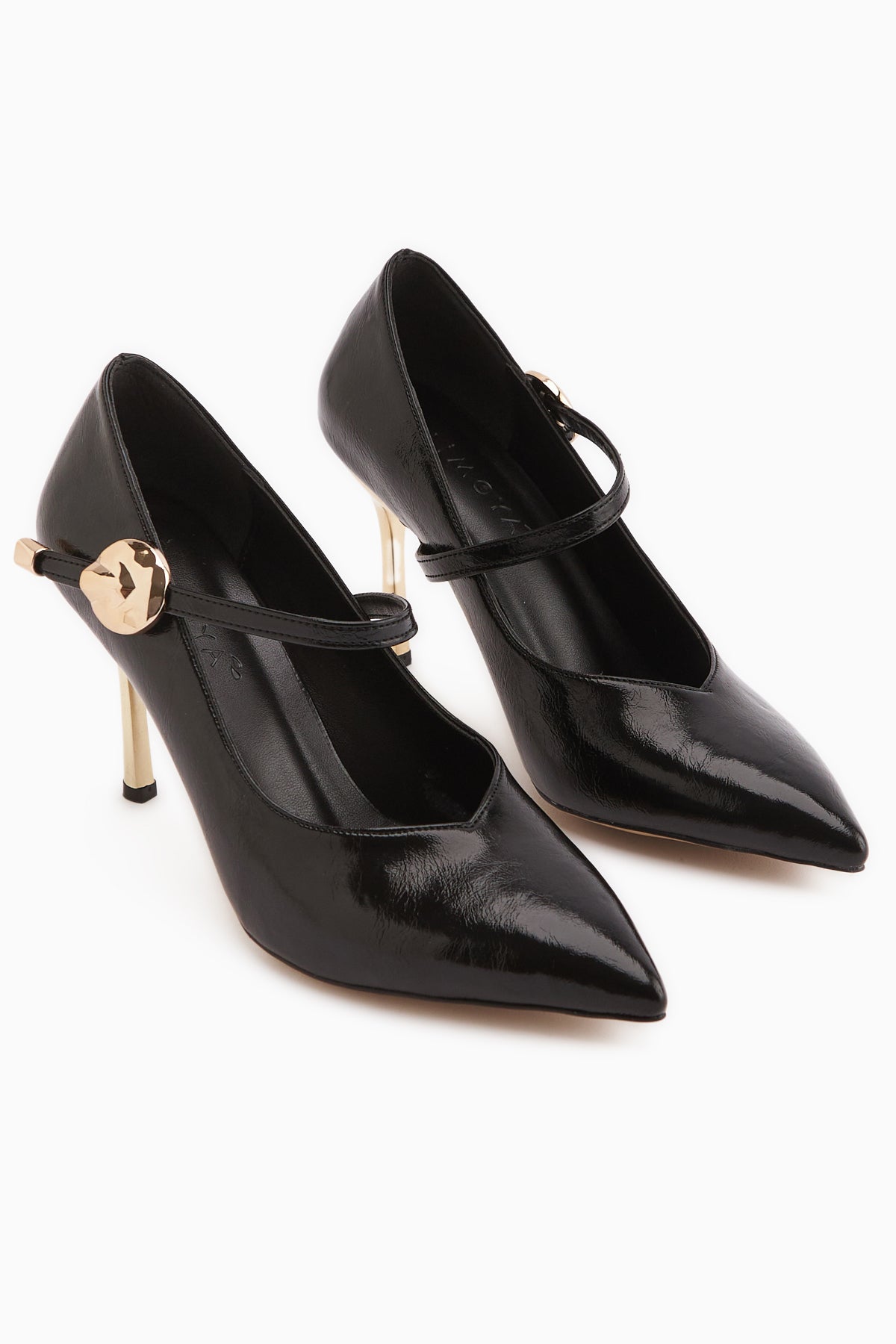 Gisele Siyah Kemerli Kadın Topuklu Ayakkabı