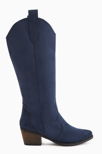 Lhena Lacivert Süet Western Çekme Çizme