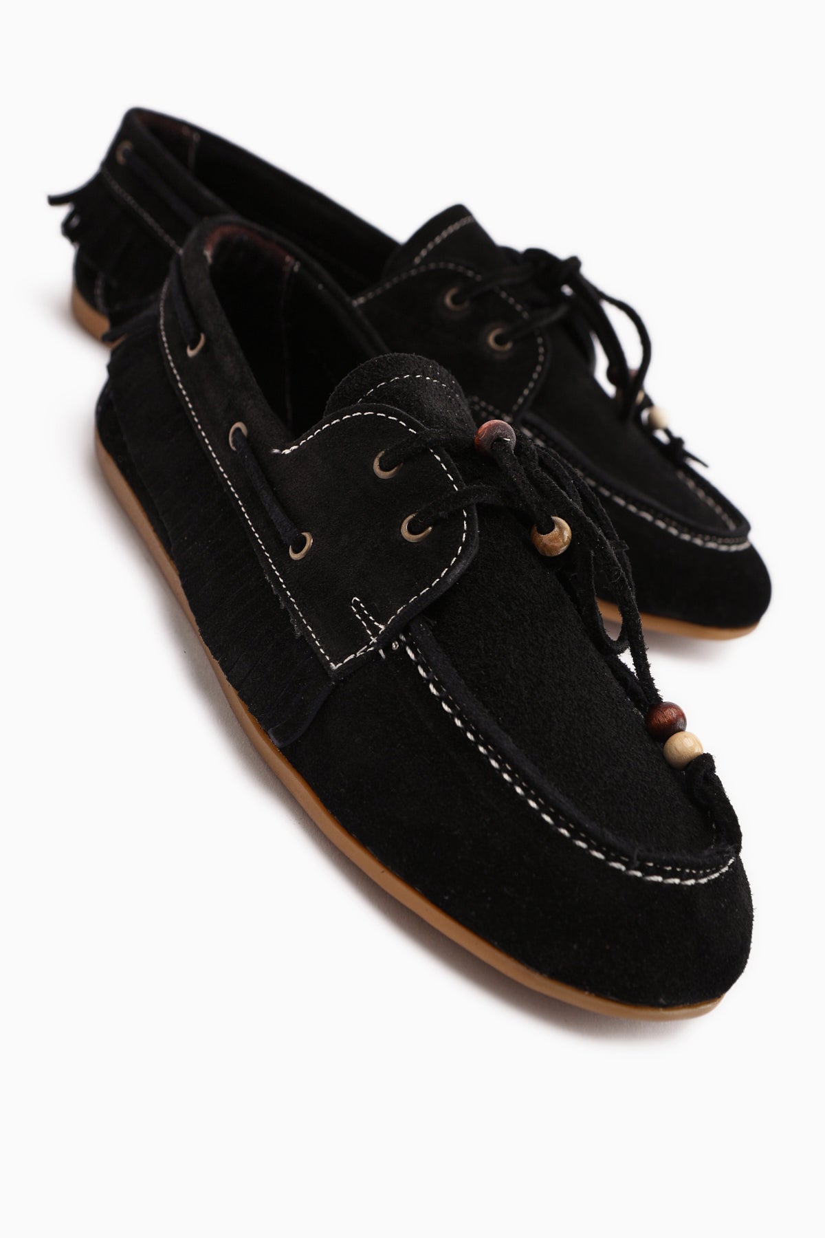 Rania Hakiki Deri Siyah Kadın Loafer Ayakkabı