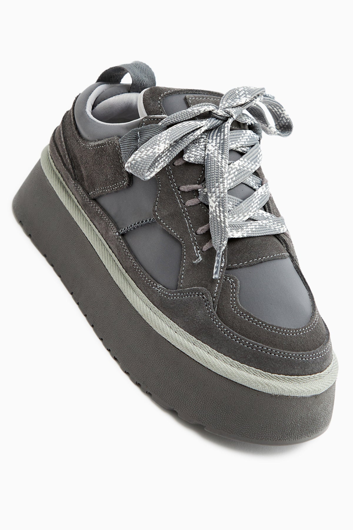 Rita Gri Süet Kalın Tabanlı Günlük Sneaker Ayakkabı