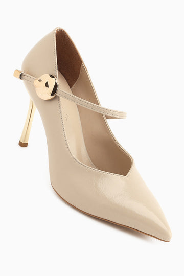 Gisele Bej Kemerli Kadın Topuklu Ayakkabı