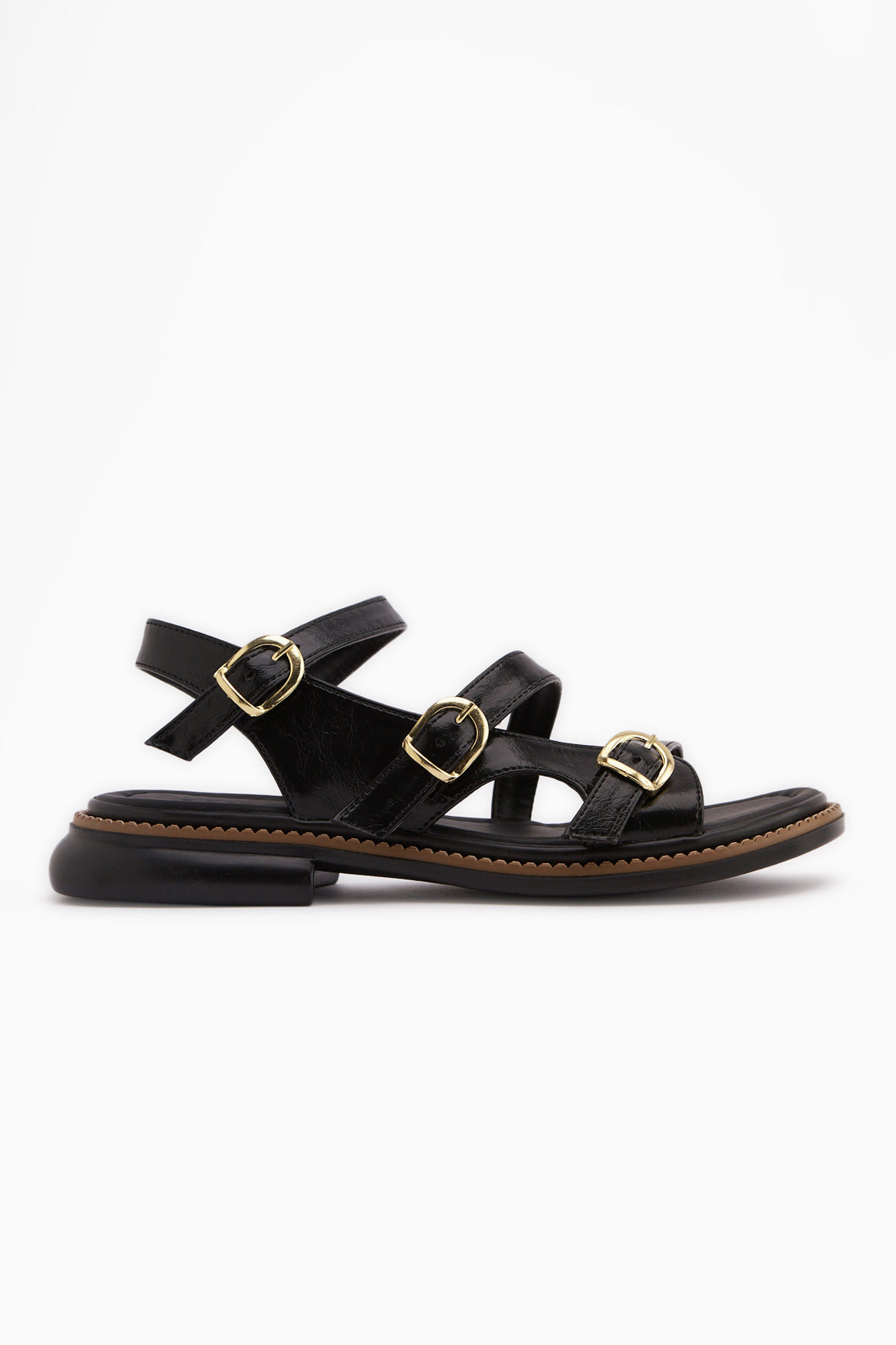 Myra Siyah Çift Bantlı Kadın Sandalet