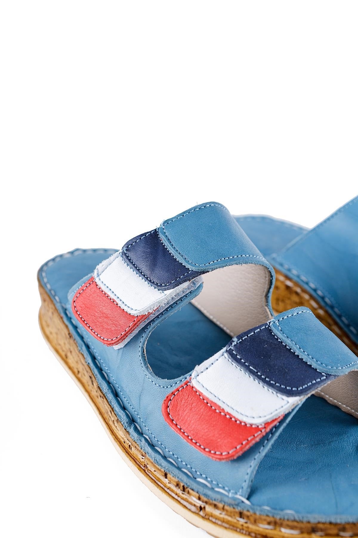 Hakiki Deri Kassid Mavi Comfort Terlik