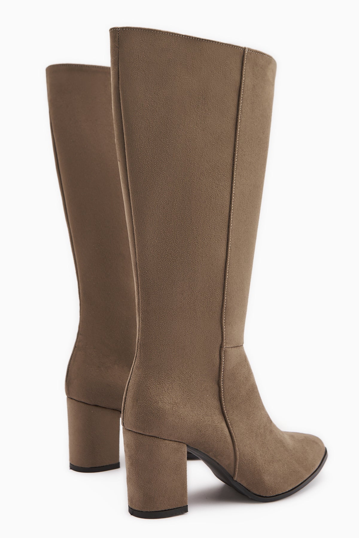 Tatum Vizon Süet Sivri Burunlu Orta Topuklu Çizme