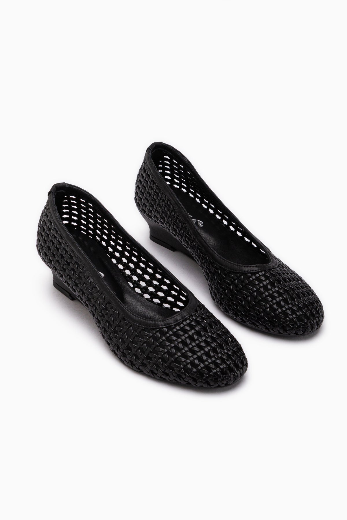 Viola Hakiki Deri Siyah Örgü Kadın Topuklu Ayakkabı