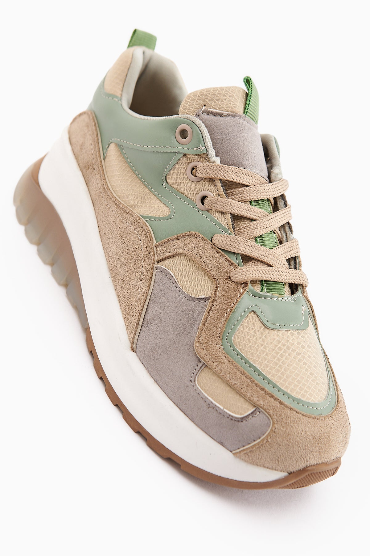 Klara Vizon Süet Yüksek Tabanlı Kadın Sneaker