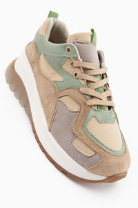 Klara Vizon Süet Yüksek Tabanlı Kadın Sneaker