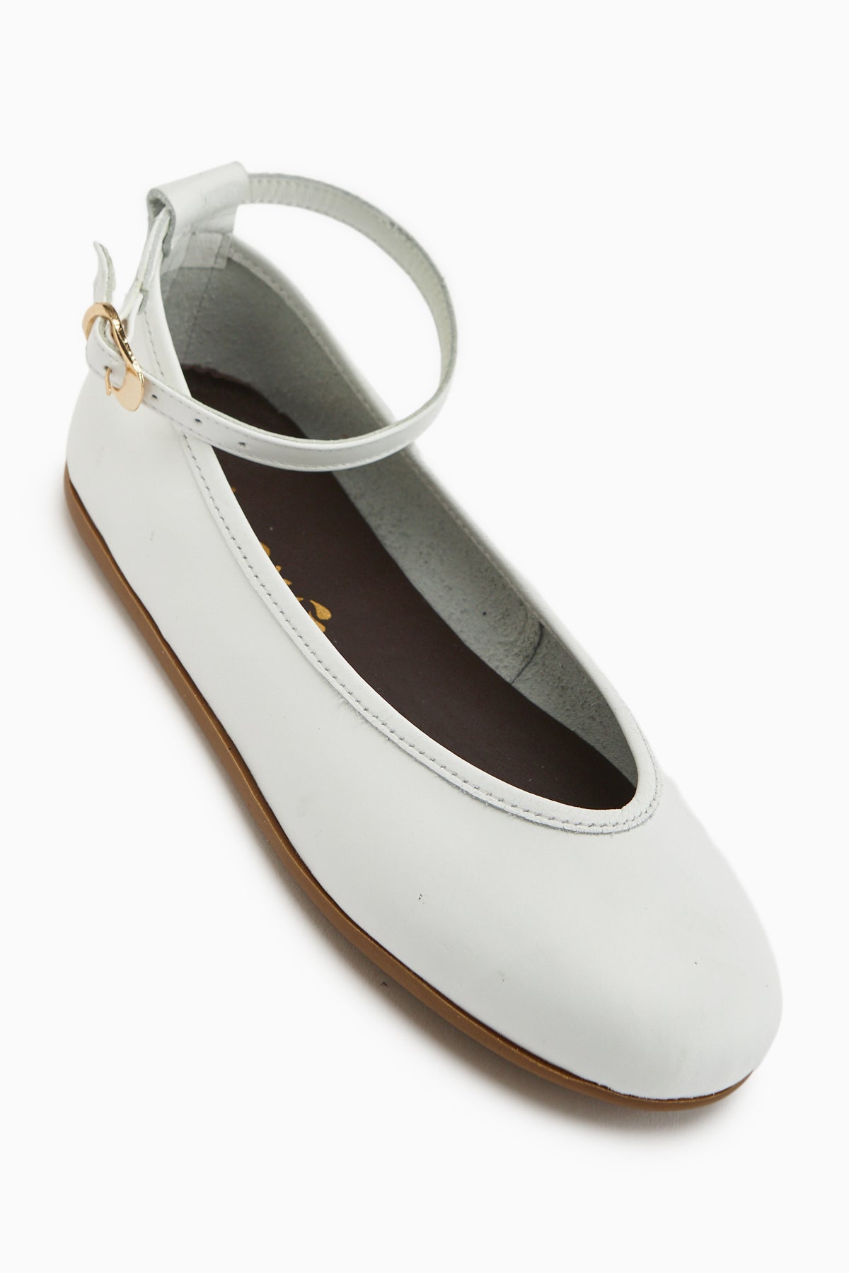 Jenin Hakiki Deri Beyaz Kemerli Kadın Babet