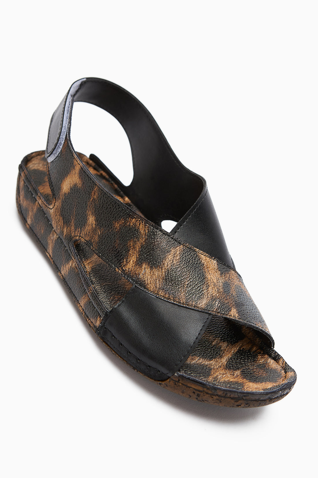 Margit Leopar Desenli Çapraz Bantlı Kadın Comfort Sandalet