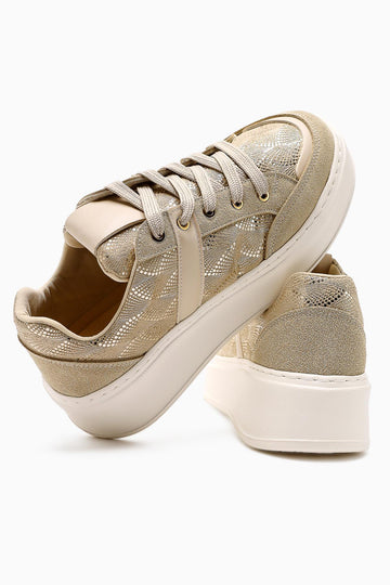 Julissa Bej Süet Parlak Desenli Kalın Taban Kadın Sneakers