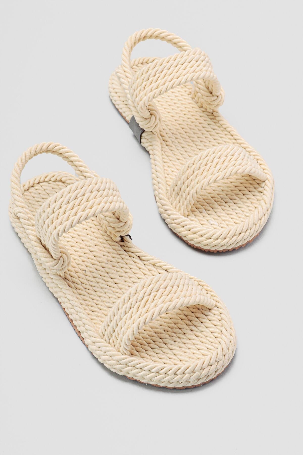 Jeannie Ekru Halat Sandalet Basic