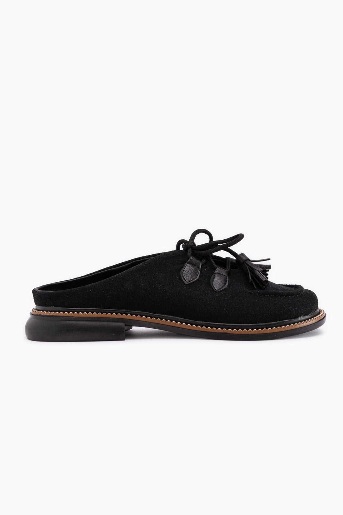 Penny Siyah Süet Püsküllü Kadın Terlik