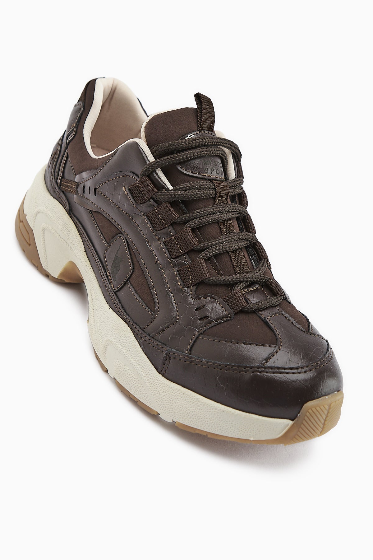 Caisa Kahve Tekstil Detaylı Bağcıklı Kadın Sneakers