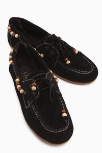 Liah Hakiki Deri Siyah Kadın Loafer Ayakkabı