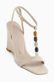 Rosana Bej Boncuklu Bilekten Bağlamalı Topuklu Kadın Sandalet