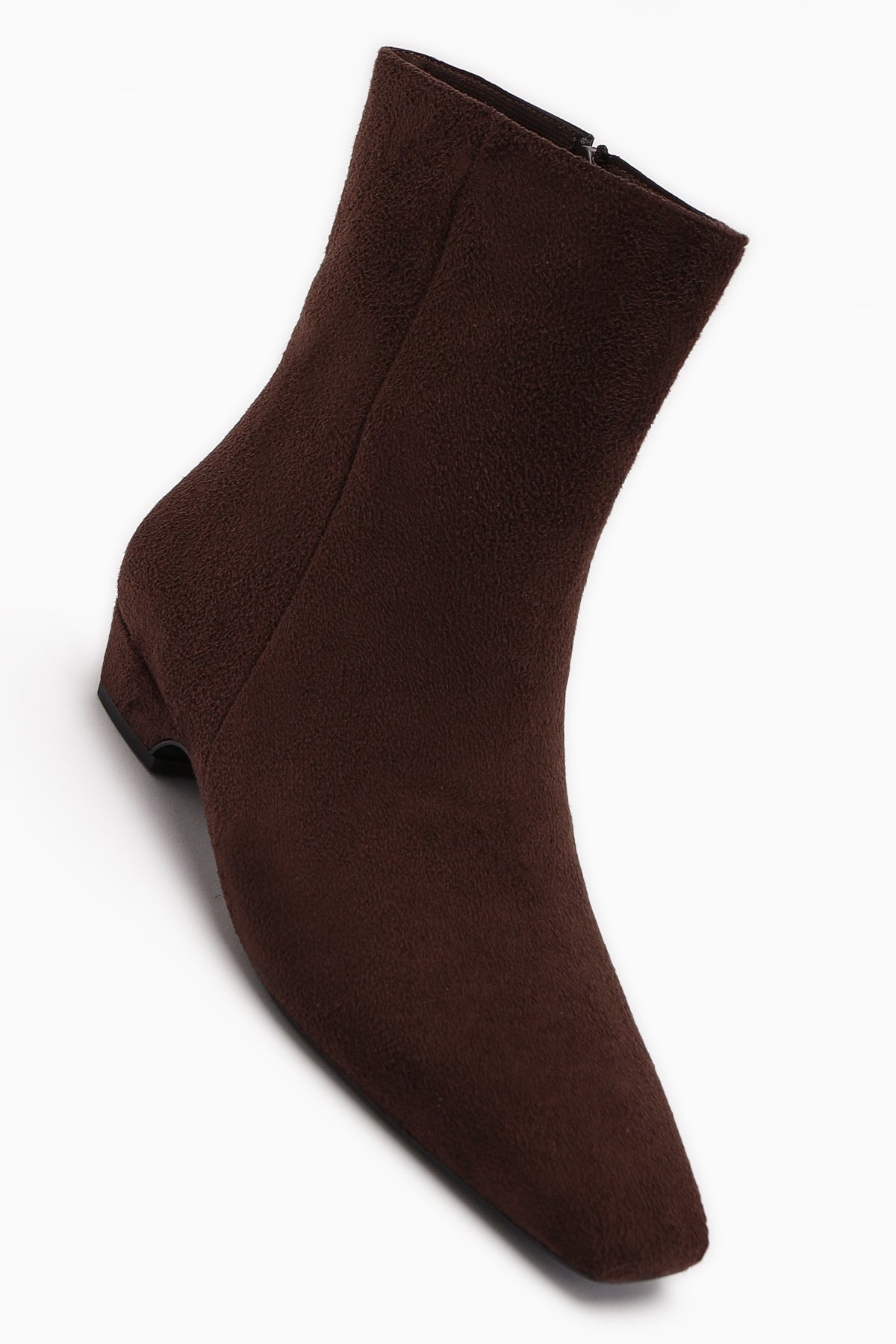 Grace Kahve Süet Kısa Topuklu Küt Burunlu Kadın Bot