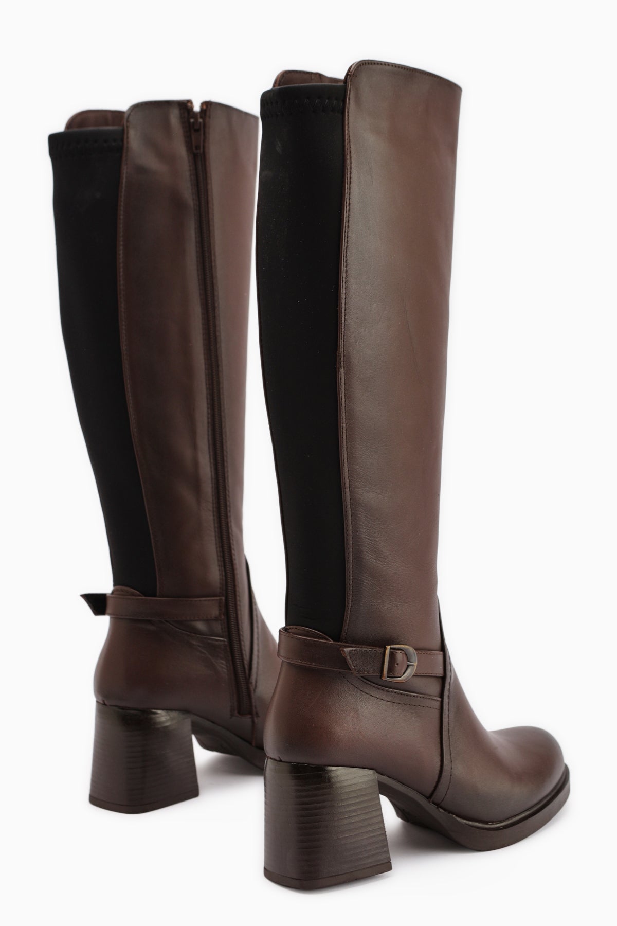 Gerti Hakiki Deri Kahve Topuklu Kadın Çizme