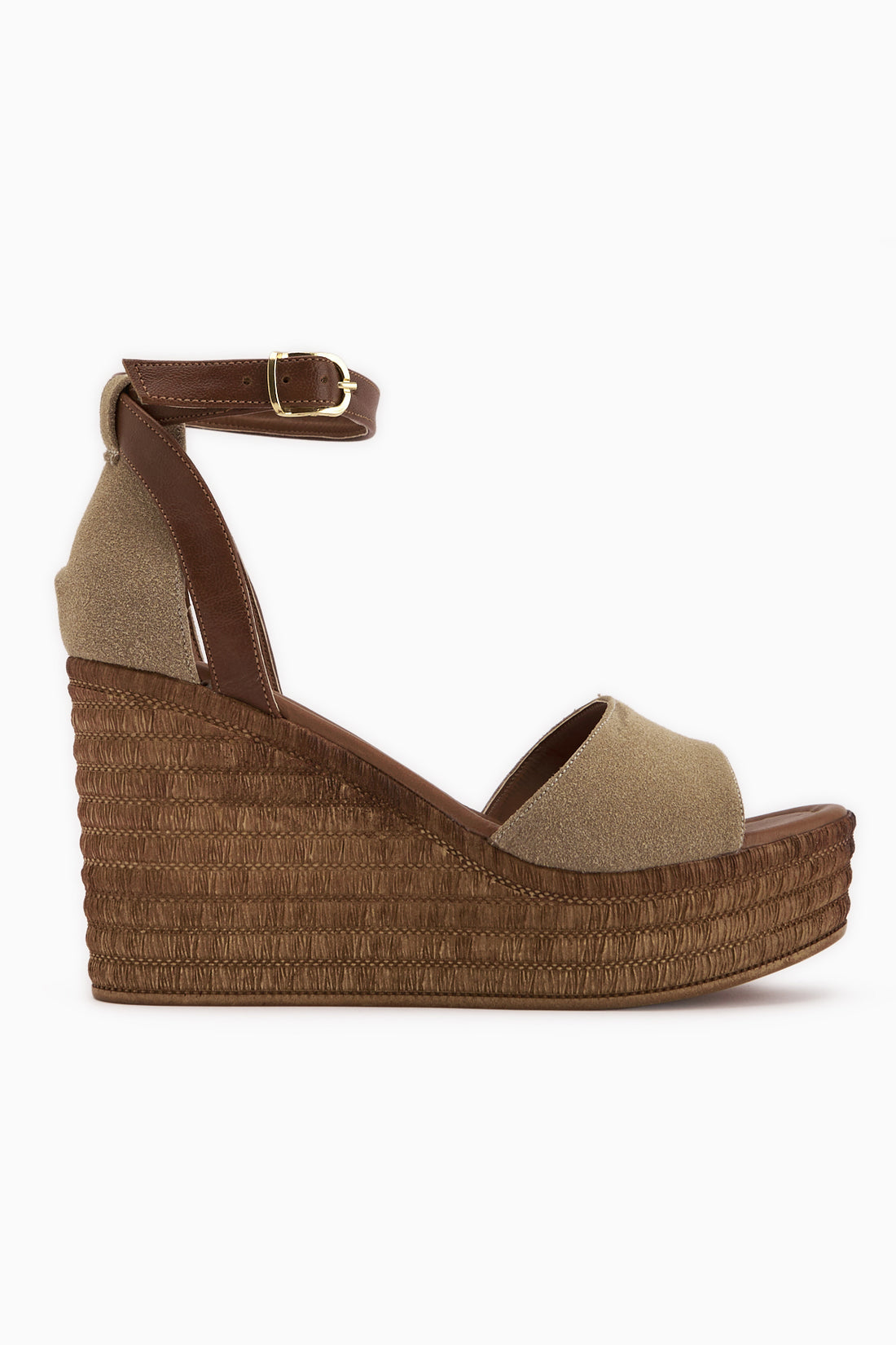 Moni Bej Süet Dolgu Topuklu Bilekten Tokalı Kadın Sandalet