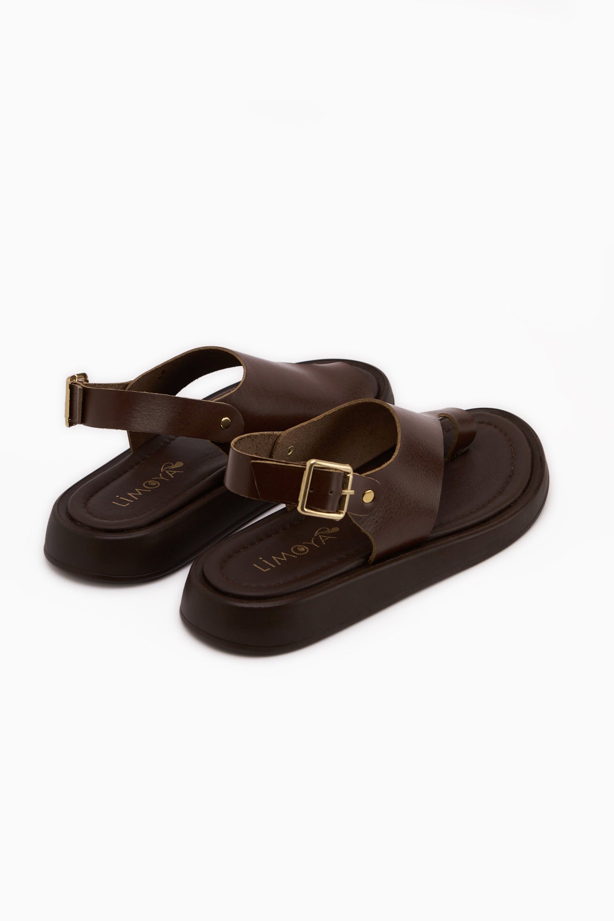 Alis Hakiki Deri Kahve Parmak Arası Kadın Sandalet