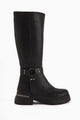 Lani Siyah Toka ve Zımba Detaylı Kalın Tabanlı Çizme