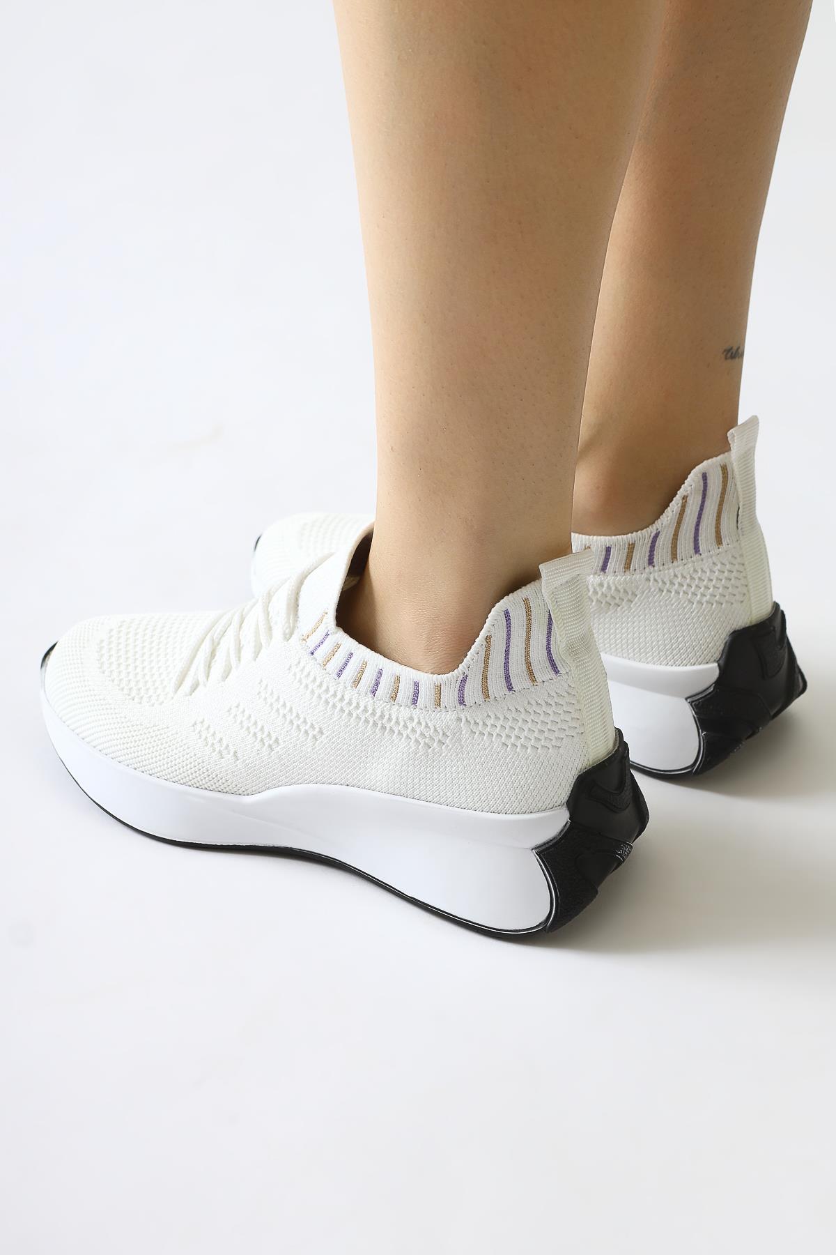 Minni Beyaz Örgü Sneakers