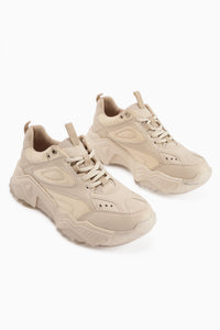 Erla Bej Kalın Tabanlı Bağcıklı Kadın Sneakers
