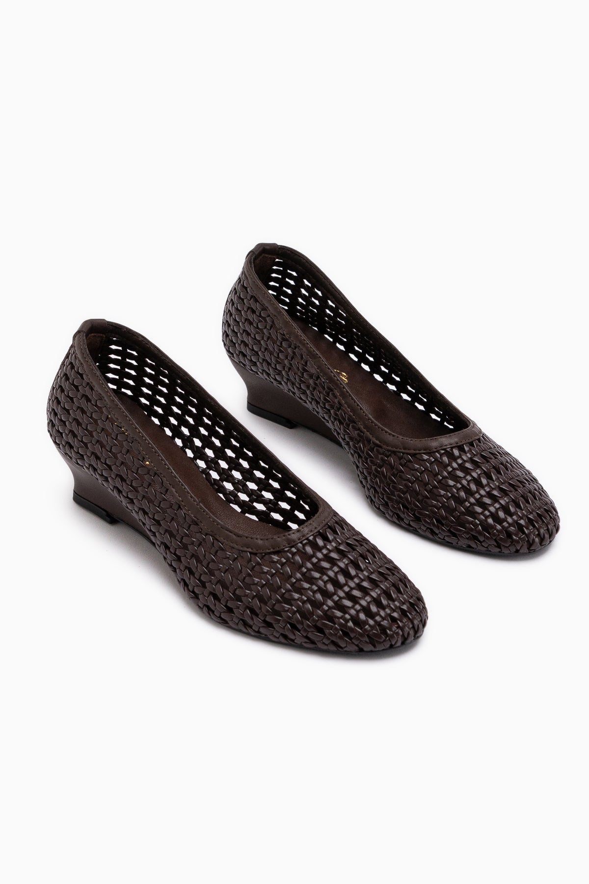 Viola Hakiki Deri Kahve Örgü Kadın Topuklu Ayakkabı