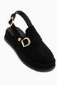 Gity Siyah Vizon Süet Çift Tokalı Kadın Slingback Loafer Ayakkabı