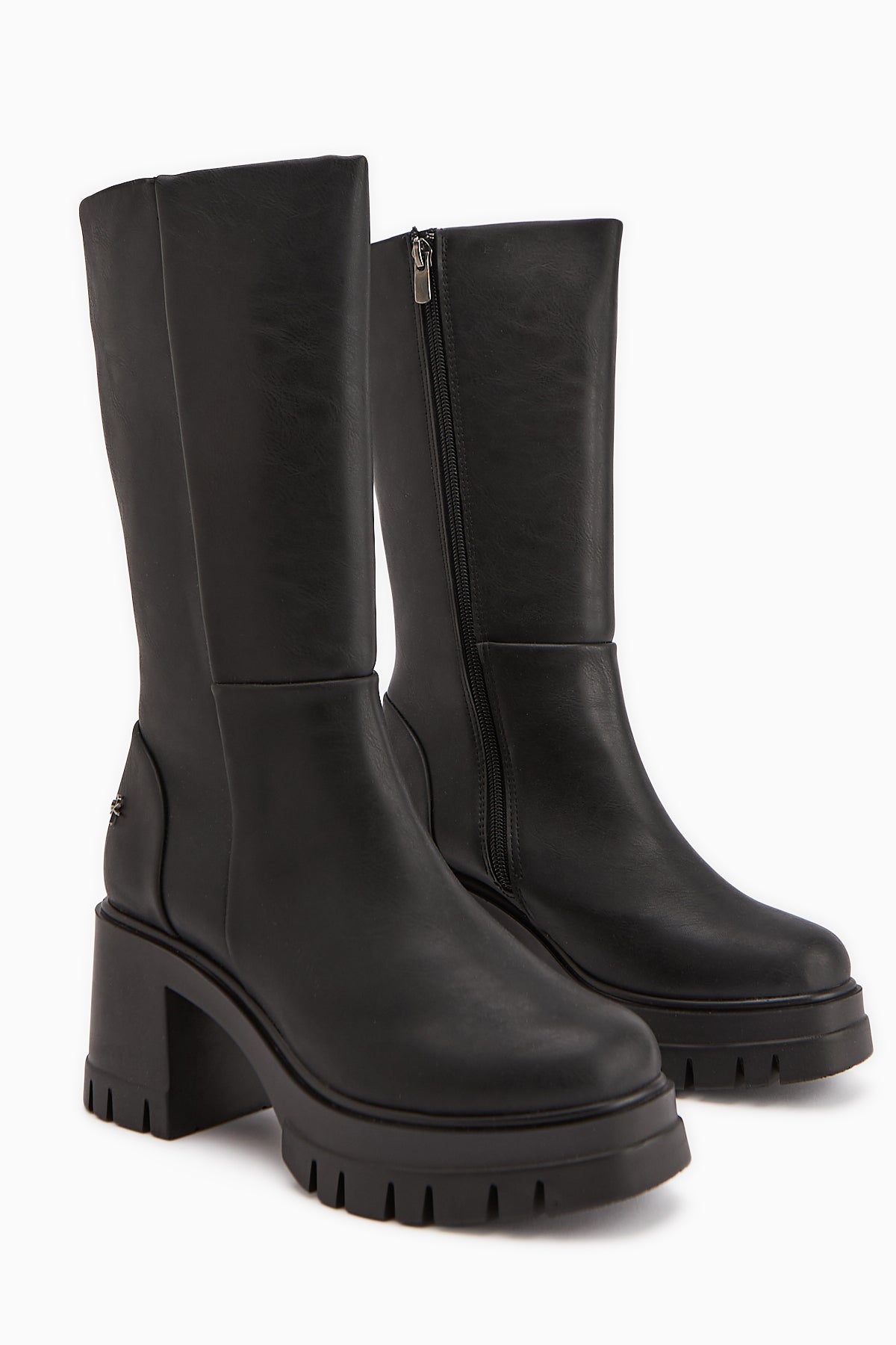 Chelsie Siyah Yüksek Topuklu Platformlu Kısa Çizme