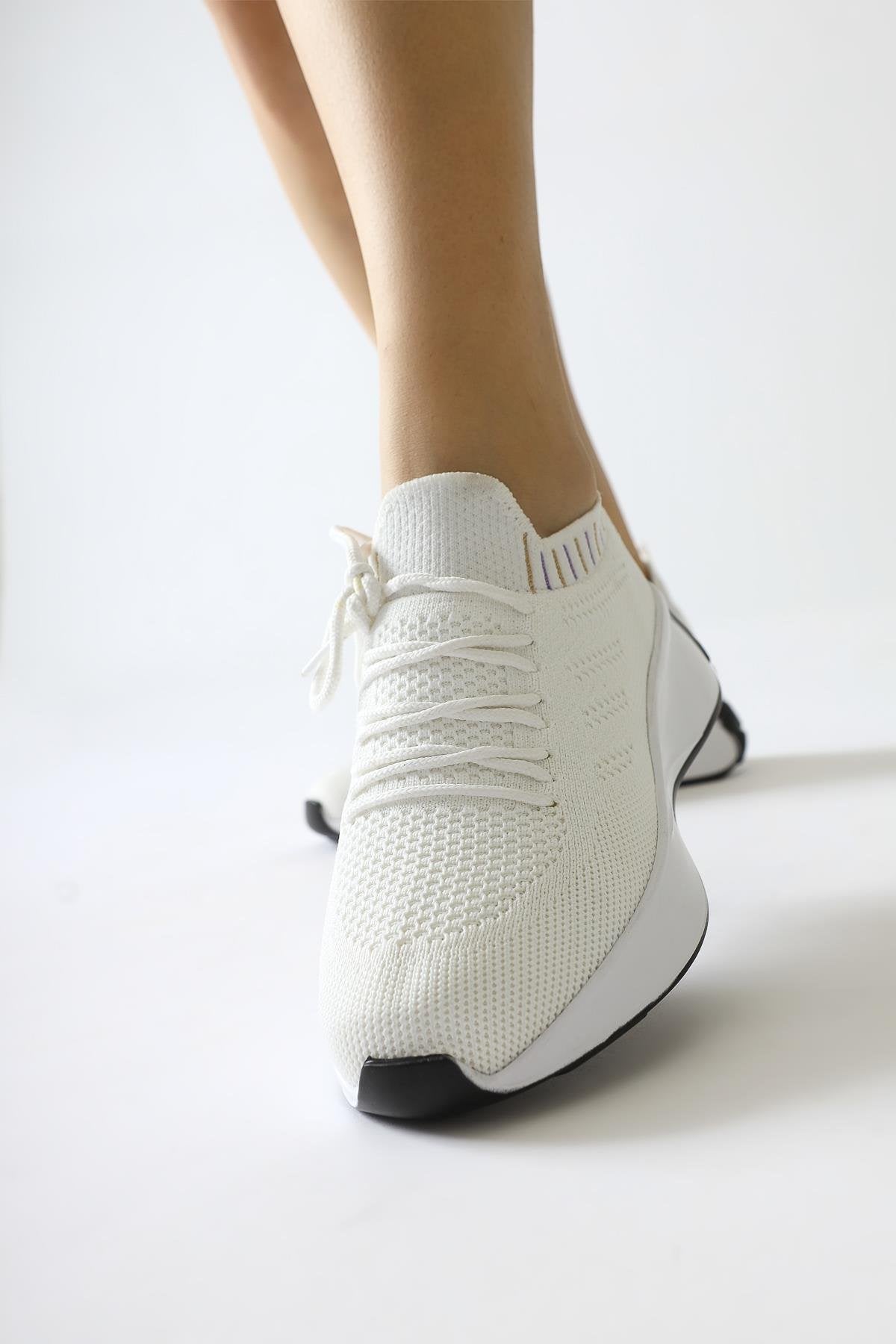 Minni Beyaz Örgü Sneakers