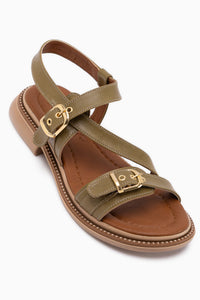 Maggy Yeşil Çapraz Bantlı Kadın Sandalet