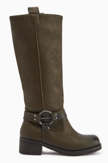 Soleil Haki Kemer Detaylı Çekme Çizme