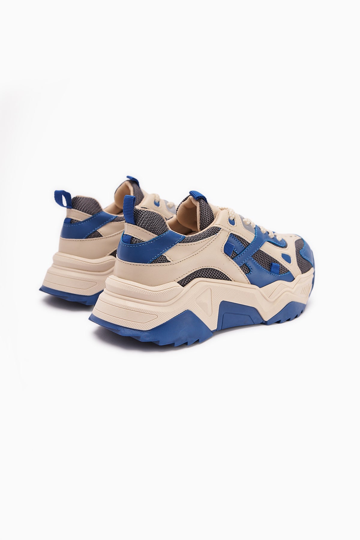 Daysi Mavi Bej Kalın Tabanlı Spor Ayakkabı Kadın Sneakers