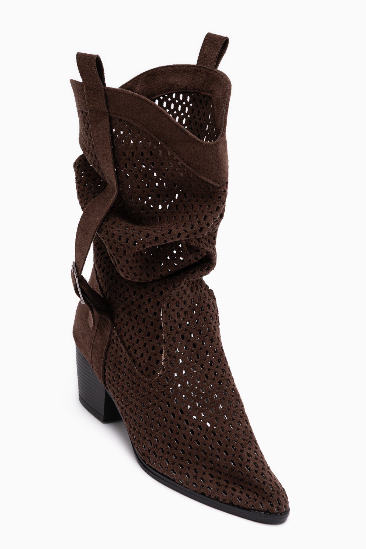 Orietta Kahve Süet Lazer Kesim Körüklü Yazlık Çizme