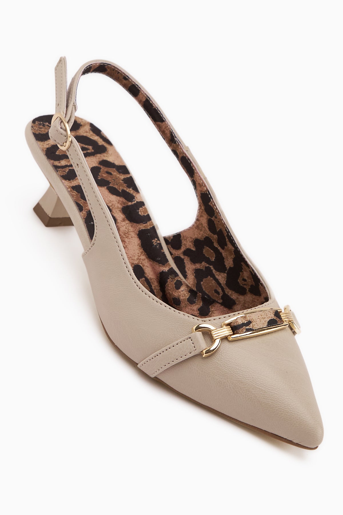 Dima Bej Leopar Desenli Kısa Topuklu Kadın Ayakkabı