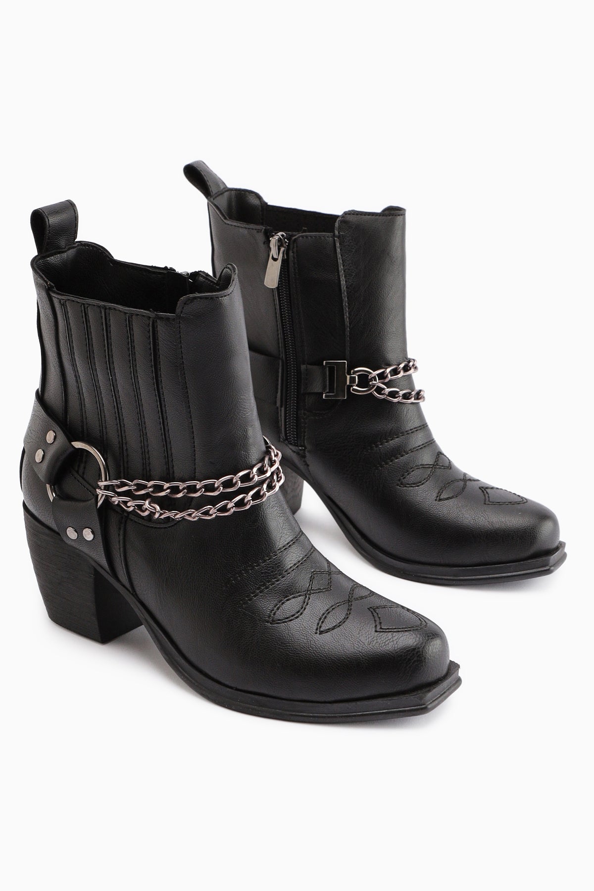 Deana Siyah Nakışlı Kadın Western Bot