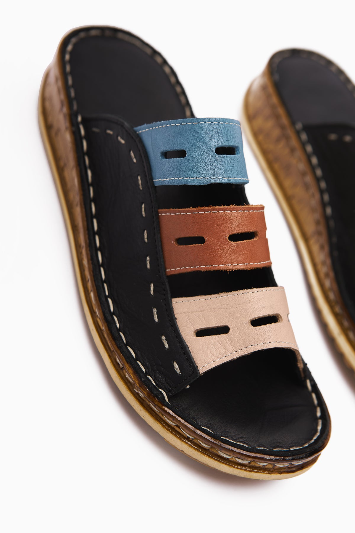 Hakiki Deri Joelle Siyah Comfort Lazer Kesim Terlik