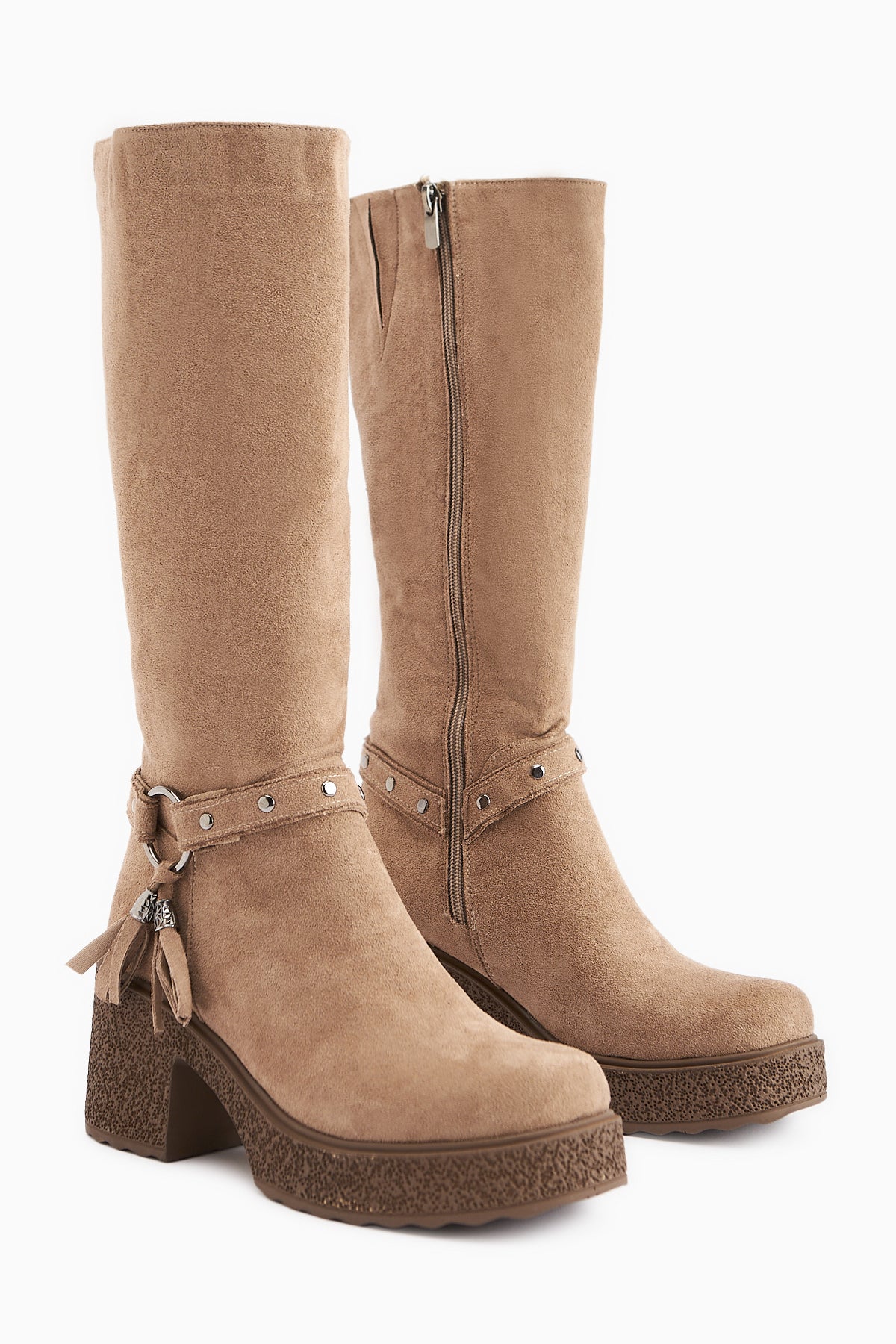 Kenzie Vizon Süet Bilek Detaylı Çizme